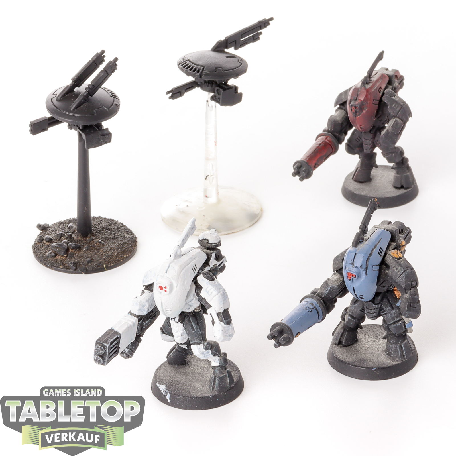 Tau Empire - XV25 Stealth Battlesuits - teilweise bemalt