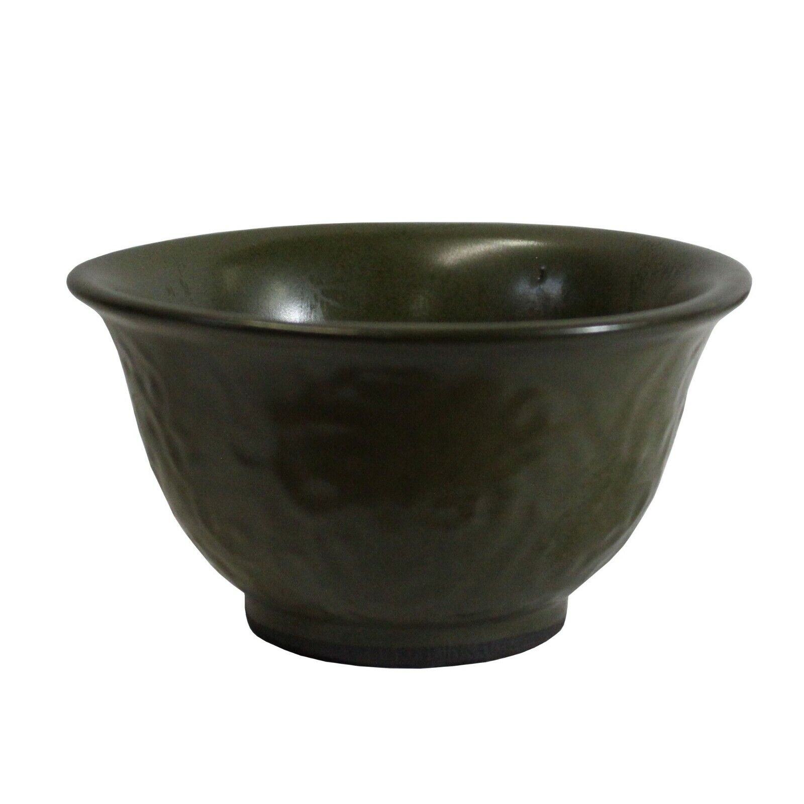 Chinese Handmade Dark Olive Army Green Ceramic Accent Bowl ws324S Chinese Handmade Dark Olive Army Green Ceramic Accent Bowl ws324S