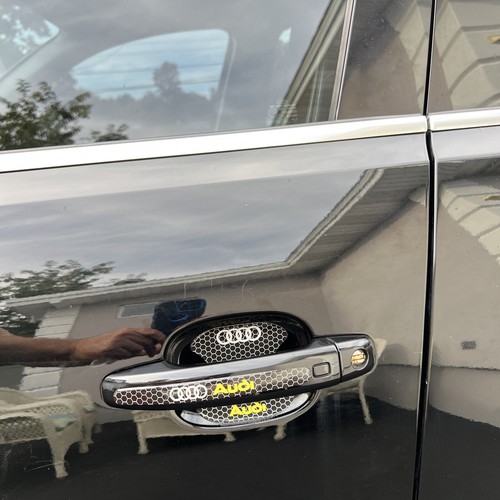 Generic 4Pcs Door Handle Stickers Carbon Fiber Scratch Resistant Door Cup Guards Fits Most Car Handles 6.8X8.5cm Silver | Nigeria