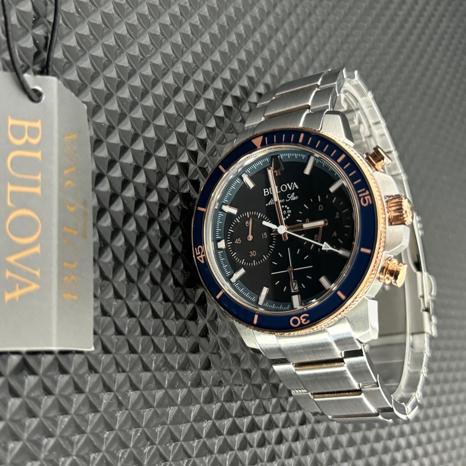 Pre-owned Bulova - Marine Star Blue Dial Men's Quartz Watch With Tags (98b301)