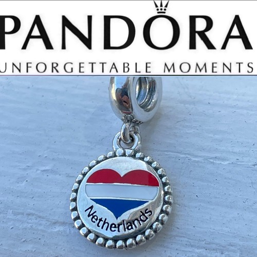 日本未入荷◆PANDORA◆ニュージーランド国旗☆ハート型チャーム Rare Pandora Country Of Netherlands Exclusive Flag Dangle
