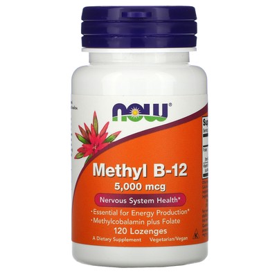 Now Foods Methyl B-12 5000 мкг 120 леденцов с гарантией качества GMP, веганский,