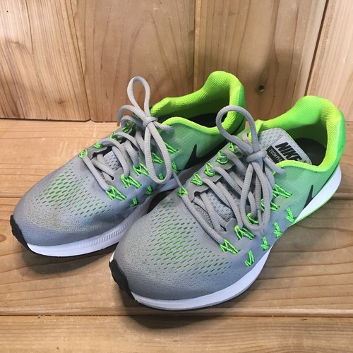 Nike Air Zoom Pegasus 33 Running Shoes Size 6 Y Green/Grey