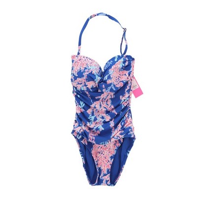 NWT LILLY PULITZER Flamenco One Piece Swimsuit Boralis Blue Swim On Over Size 2
