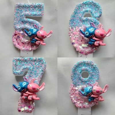Happy Birthday Cake Candle Numbered Numbers Blue & Pink  Stitch & Angle   1 -9