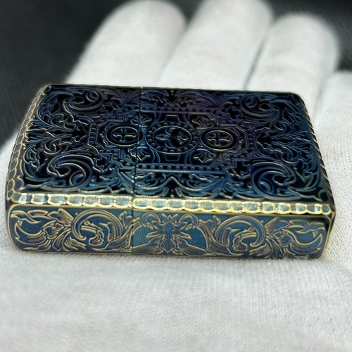 Zippo Armor 5 Sides Arabesque Engraved Antique Brass Japan New