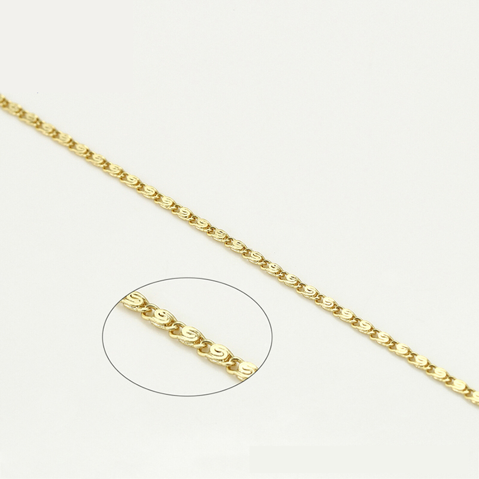18k Yellow Gold Plated 40cm 16'' Wan Zi Necklace 1mm Solid