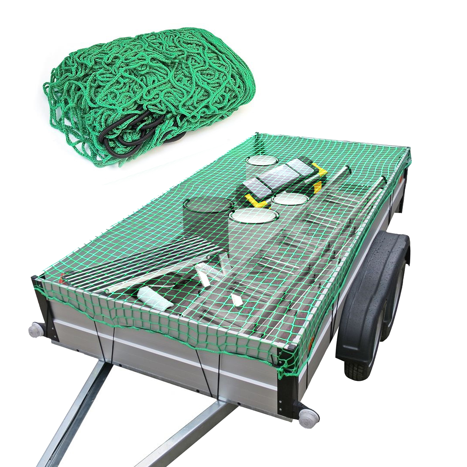 Anhängernetz 2 x 3 Meter reißfest dehnbar Nylon PKW Anhänger Netz Transportnetz