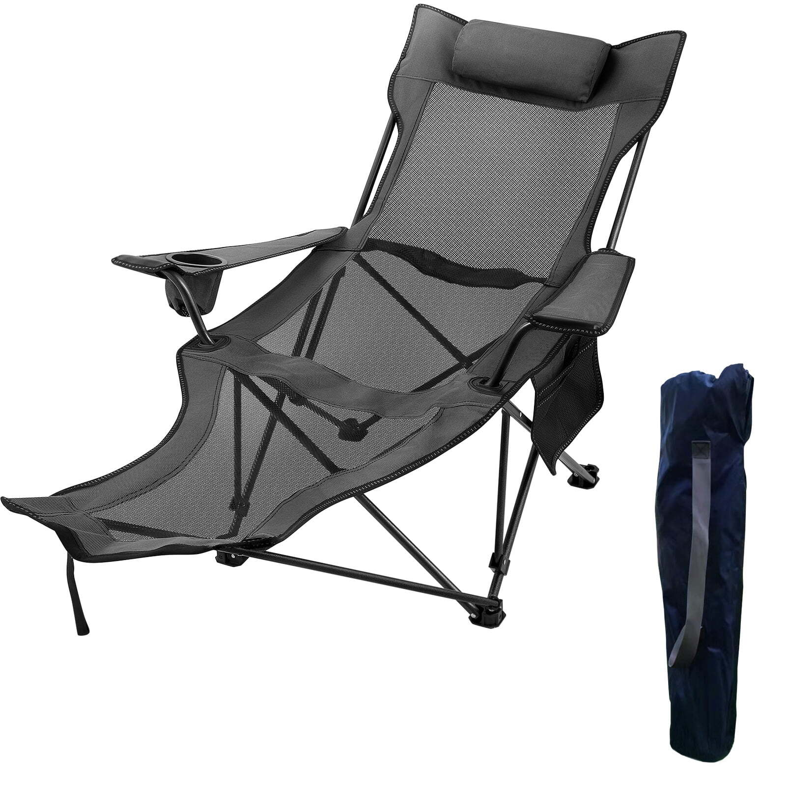 330 Lbs Capacity W/ Footrest Mesh Lounge Chair, Cup Hol