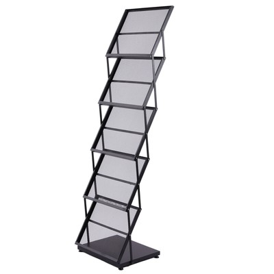 5-layer Magazine Rack Foldable Newspaper Storage Stand Book Display Shelf Black