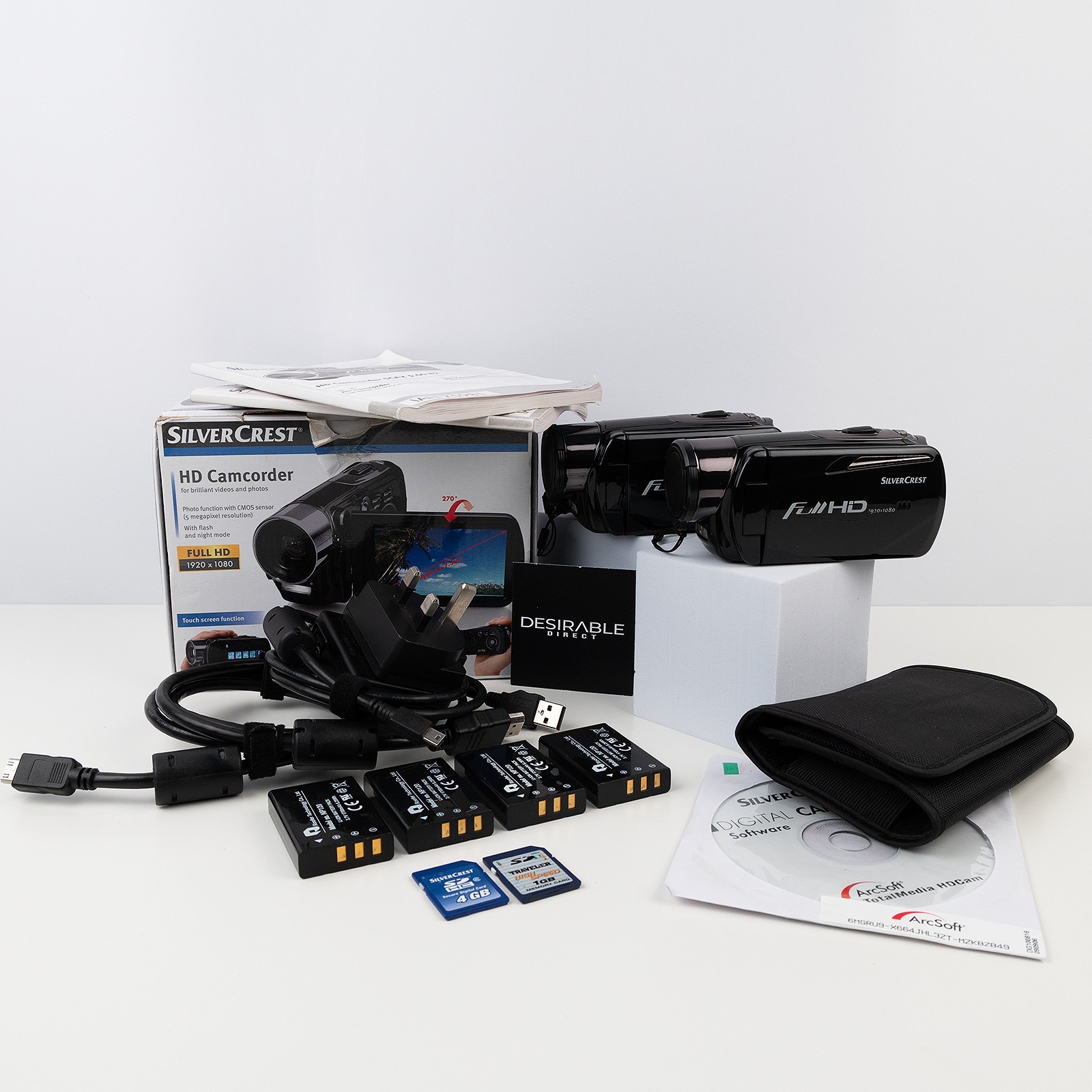 SilverCrest HD camcorder bundle x2 SCAZ 5.00 B2 with accessories
