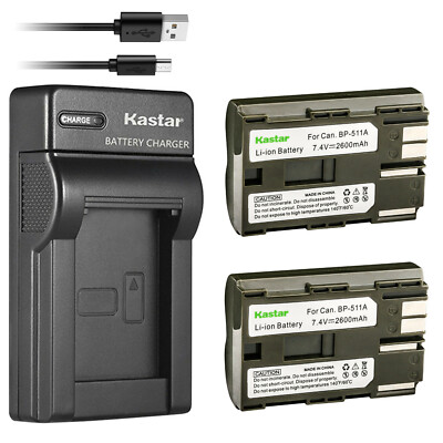 Kastar Battery Slim Charger for Canon BP-511 CB-5L & EOS 40D EOS 50D EOS D30