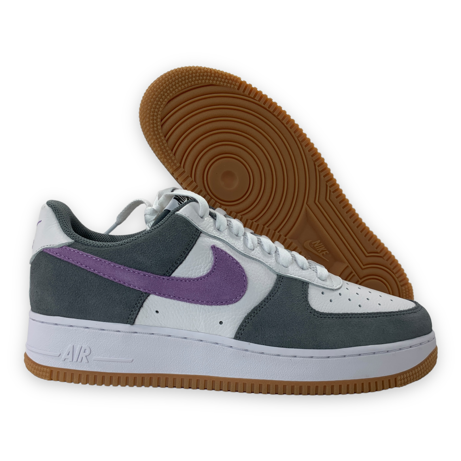 

Nike Air Force 1 Low By You ID Серые Белые Фиолетовые Кроссовки с Резиновой Подошвой Обувь Мужские 10, Серый, Nike Air Force 1