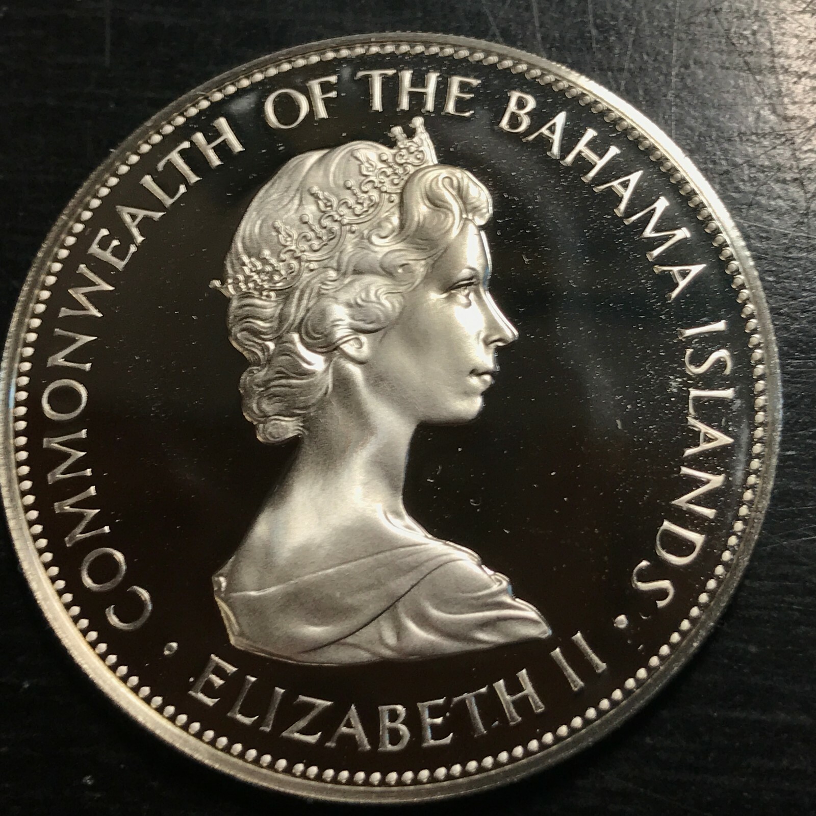 1972 BAHAMAS SILVER $5 DOLLARS COAT OF ARMS BRILLIANT UNCIRCULATED PROOF CROWN