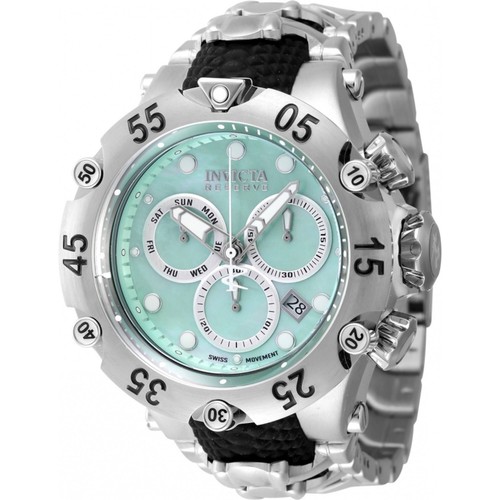 Pre-owned Invicta Men's Watch Reserve Chronograph Turquoise, Silver Dial Bracelet 47155