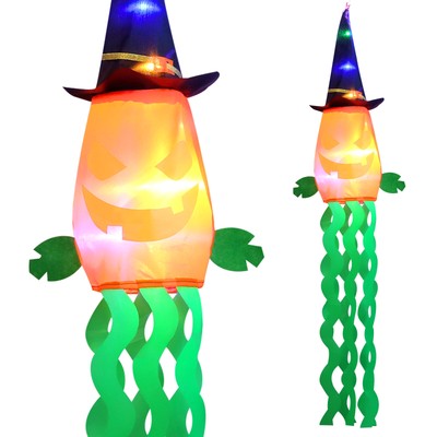 Halloween Party Horror Ghost LED Flashing Light Wizard Hat Lamp Dress Decoration