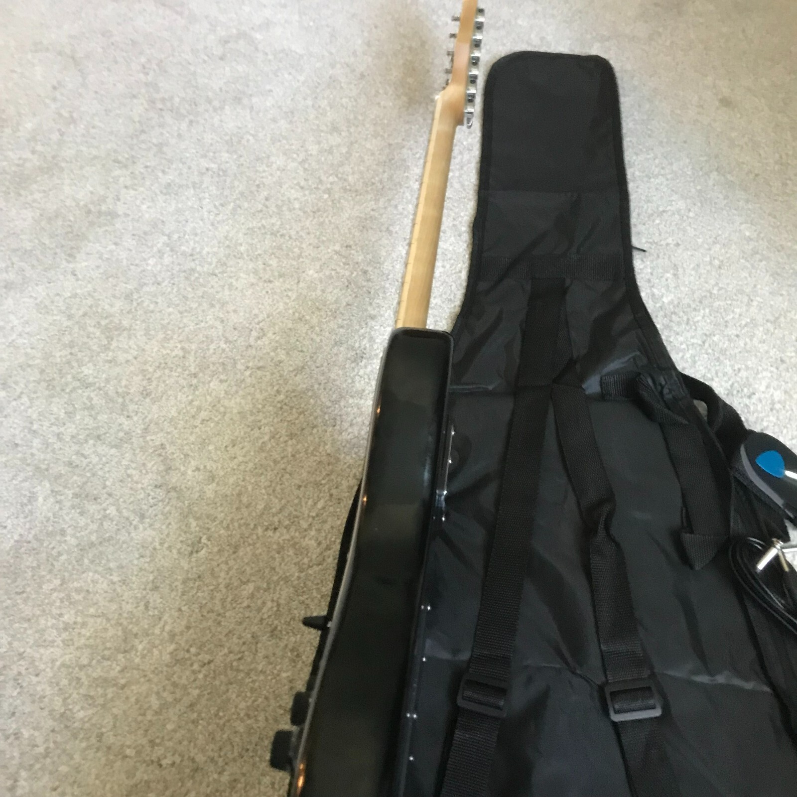 Black Electric Guitar Starter Package with 20-Watt Amp, Full-Size, Strat Style