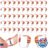 Meanplan 50 Pcs Arm Badge Holder Armband ID Badge Holder Bulk Visibility PVC with Adjustable Belt Elastic Armband Clear Name Tag for Work Pass, Postcards, Universal Size(Orange)