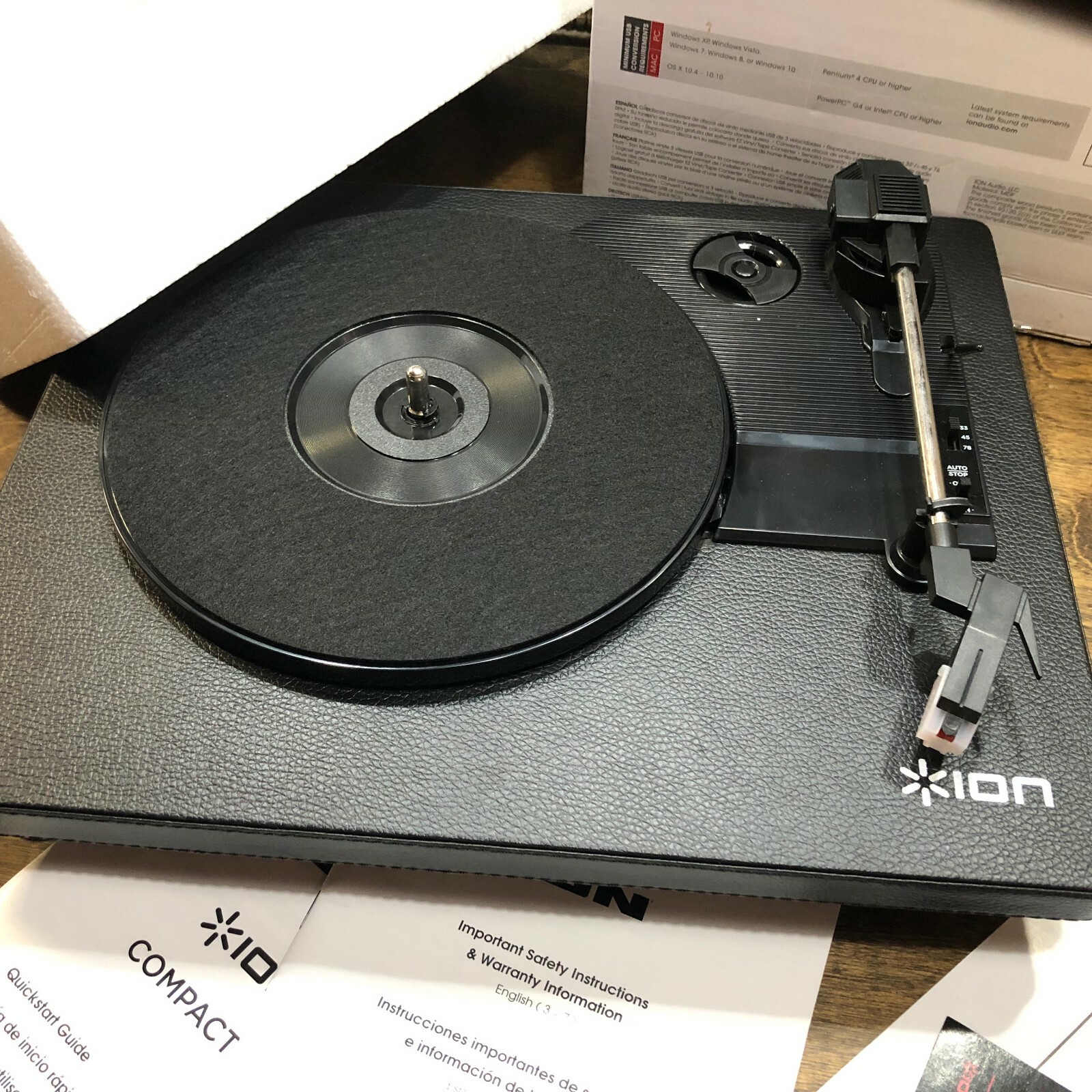 31907 NEW ION COMPACT LP RECORD PLAYER CONVERSION TURNTABLE USB