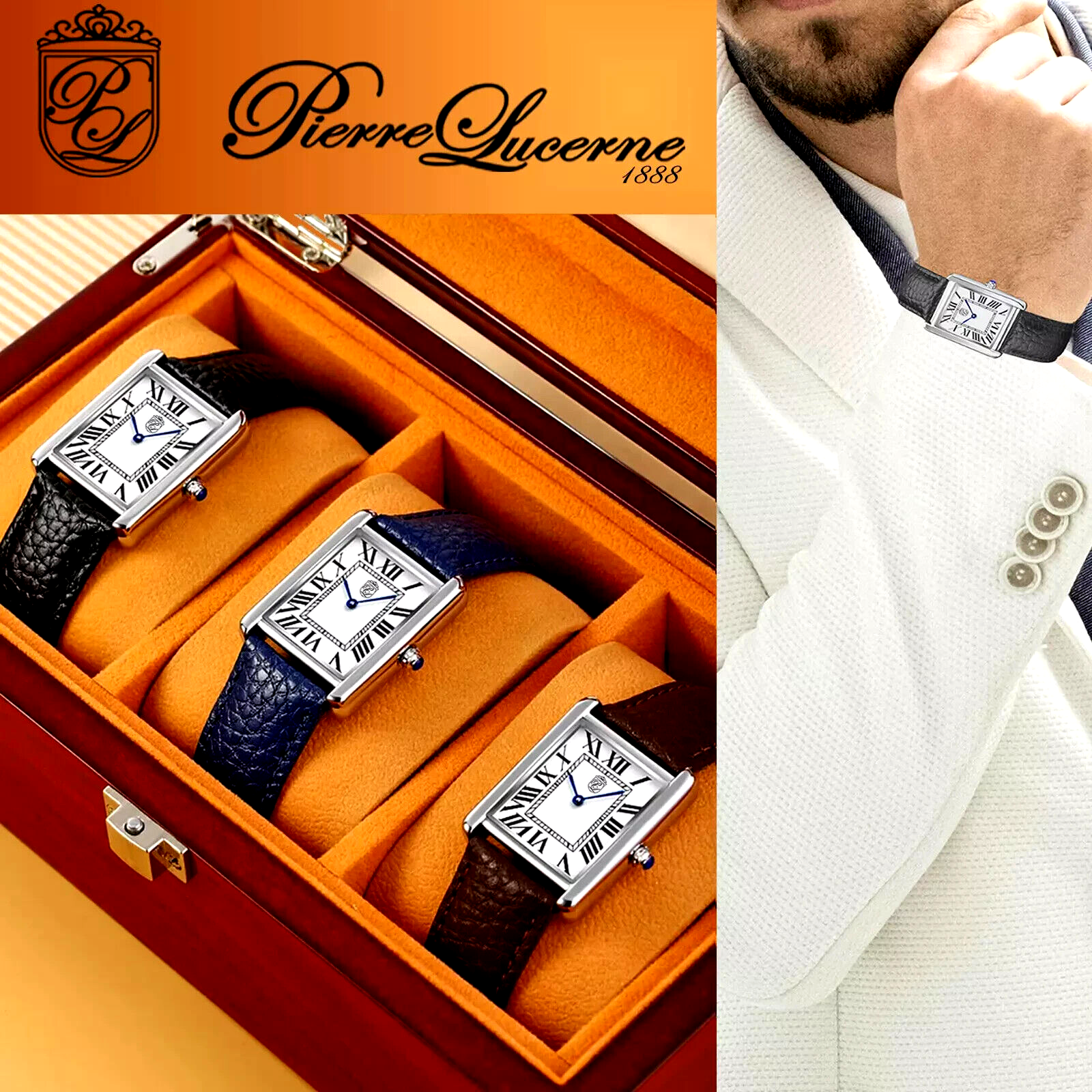 Pre-owned Seiko Swiss Inspired Pierre Lucerne Collection 3 Watch Edition Mahogany Box Set In Black