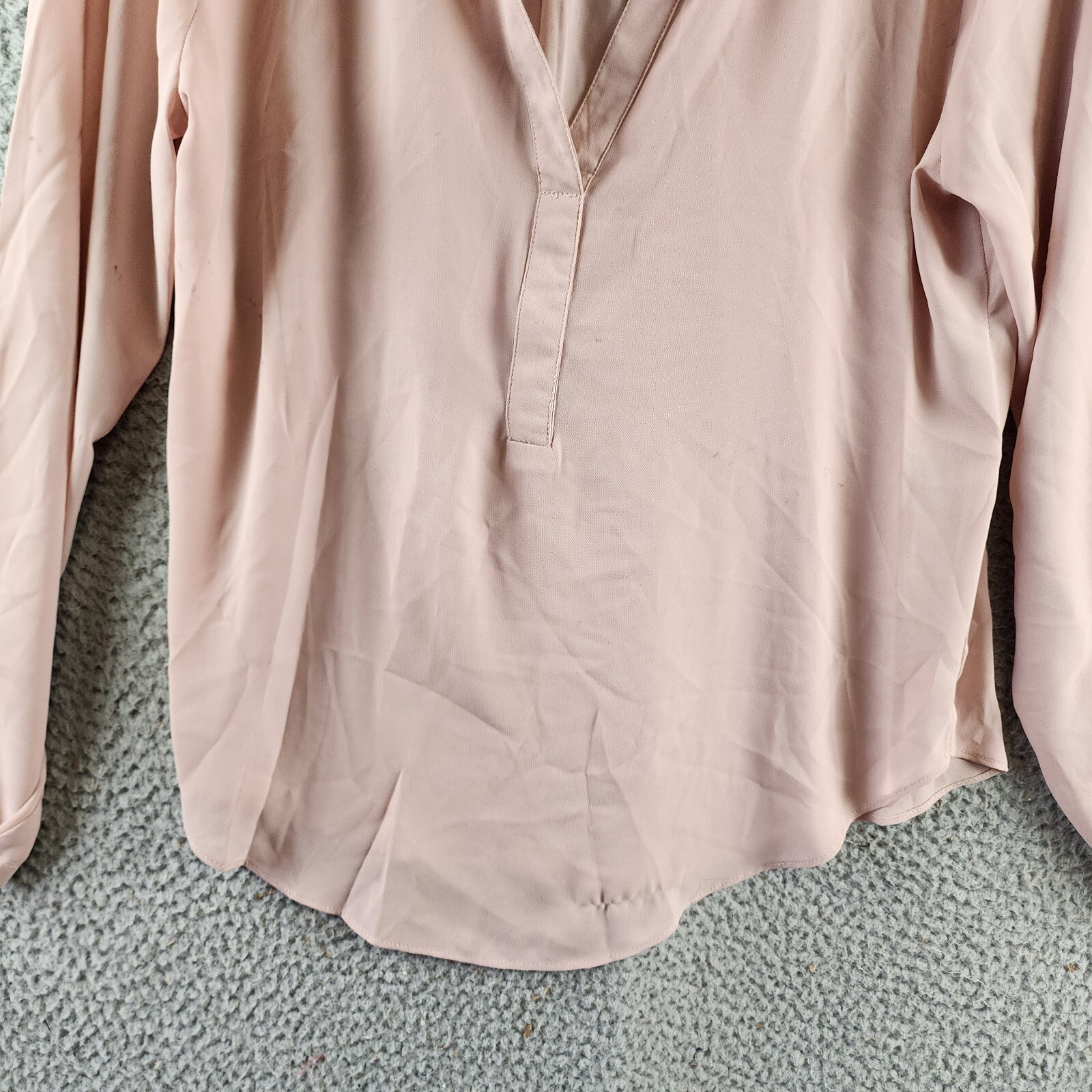 Milano Collared Henley Blouse Women's Medium Mauve Solid Long Sleeve Pullover - Picture 3 of 17