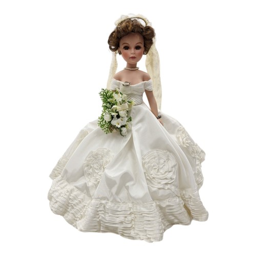 Madame Alexander Jacqueline Kennedy Bride 14" Porcelain Wedding Doll w/Stand