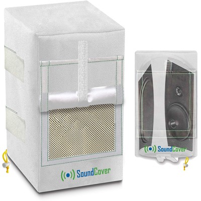 Two Large Speaker Covers for C-Bracket Mounted Outdoor Speakers in White, Hea...