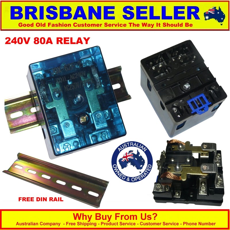 240v 80a Relay Heavy Duty 8 Pin Normally Open Closed Dpdt Din Mount Hws Solar