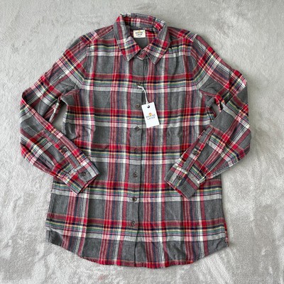 MARINE LAYER Viola Relaxed Shirt in Rainbow Plaid Women XS Flannel LS NWT $127