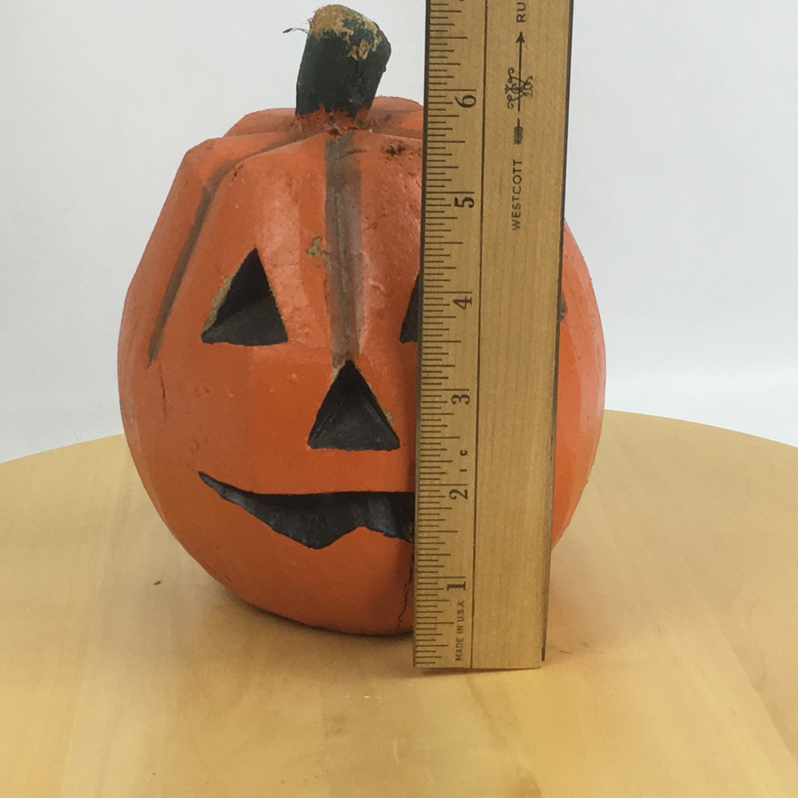 Vintage Rustic Carved Coconut Shell Jack-O-Lantern Farmouse Halloween pumpkin