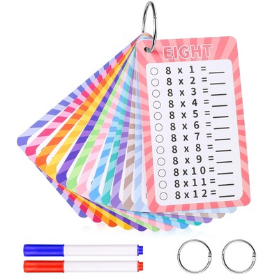 13 Pcs Multiplication Flashcards 0-12 Times Table Flash Cards with 2 Dry Eras...