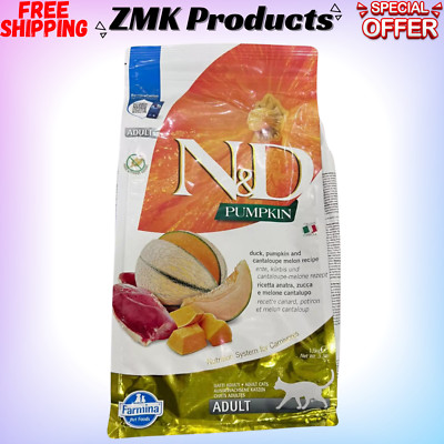 Farmina N&D Pumpkin Duck & Cantaloupe Melon Recipe Adult  Dry Cat Food, 3.3lb