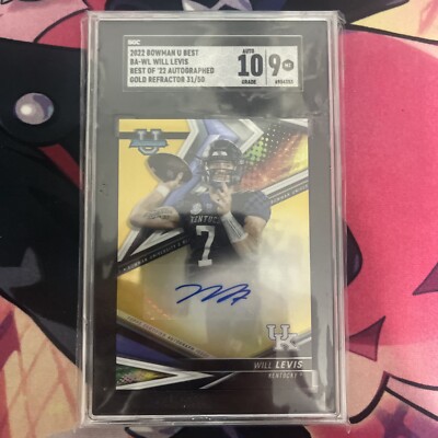 2022 Bowman University Will Levis Gold Refractor RC Auto # /50 PSA 9 10