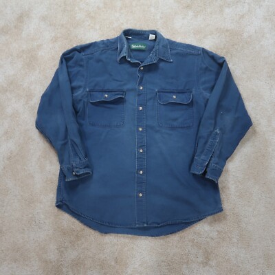 Gander Mountain Long Sleeve Button Up Shirt Men's Large Tall blue Workwear