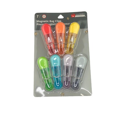 Culinary Elements Magnetic Multi-Purpose Clips: 7 Colorful Kitchen Bag Clips
