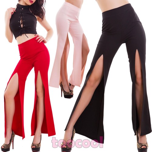 flared trousers with slits