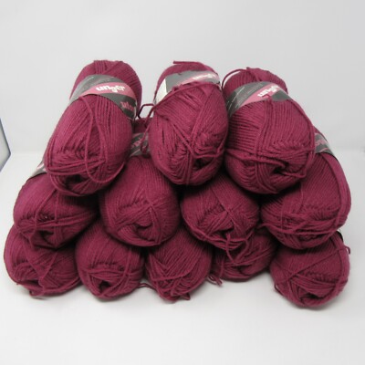 UNGER UTOPIA Lot of 12 Skeins WINE color 174 Yarn Acrylic 100 Grams 240 Yards