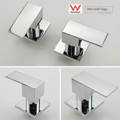Square Watermark Hot Cold Tap 1/4 Turn Shower Twin Taps Double Handle Wall Mount 6971167279766