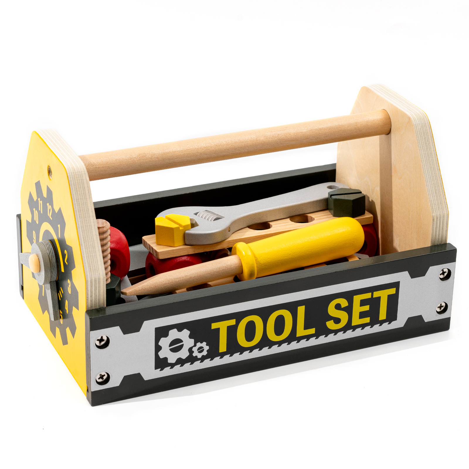 Wooden Play Toolbox Kids Workbench Tools for Toddlers Boys Girls