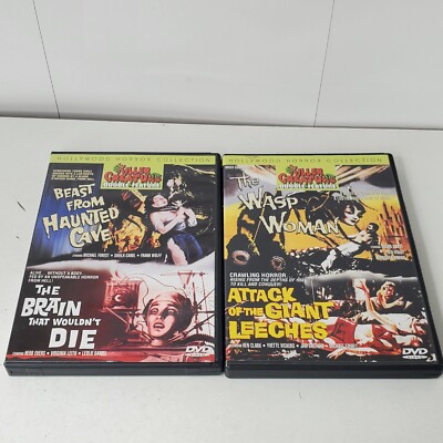 Killer Creature Double Feature Lot of 2 DVDs Wasp Woman Giant Leeches Brain Cave