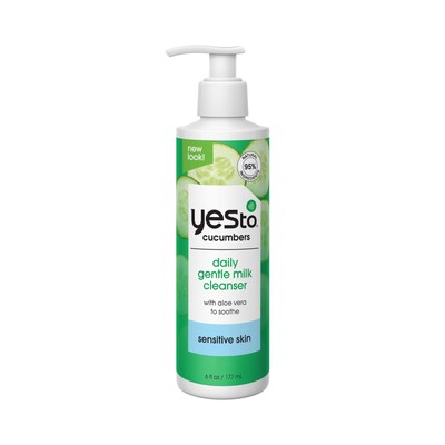 Yes To Cucumbers Gentle Milk Cleanser, 6 Fl Oz, Soothing Face Wash That Won't...