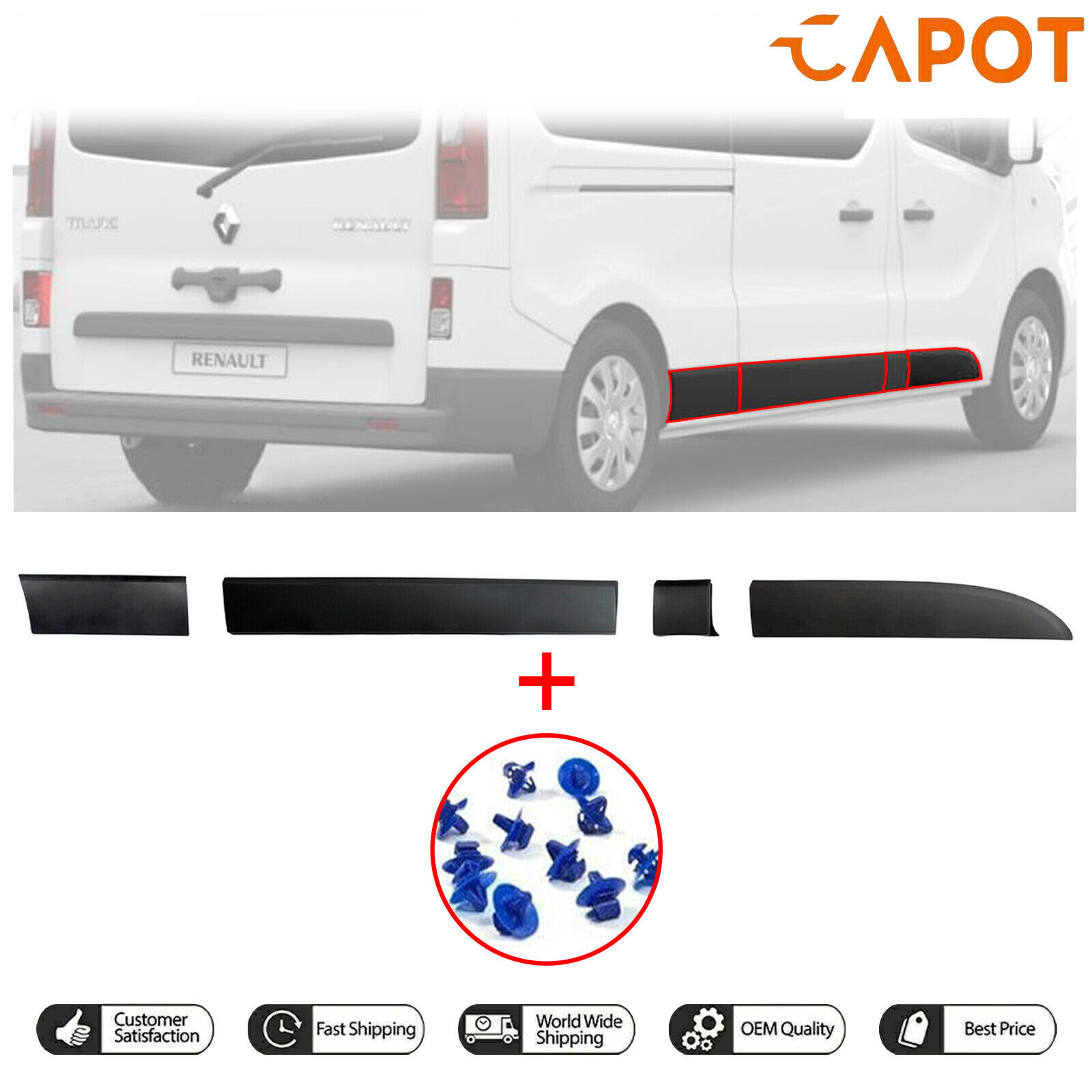 Pour Fiat Talento Nissan Nv300 | Set de panneaux moulure côté droite | 788129036