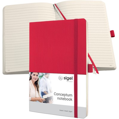 SIGEL CO325 Premium Notebook lined, A5, softcover, Red - Conceptum Red Lined