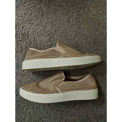 sofft somers ii metallic taupe leather perforated slip on loafer womens size 9m 364855553304