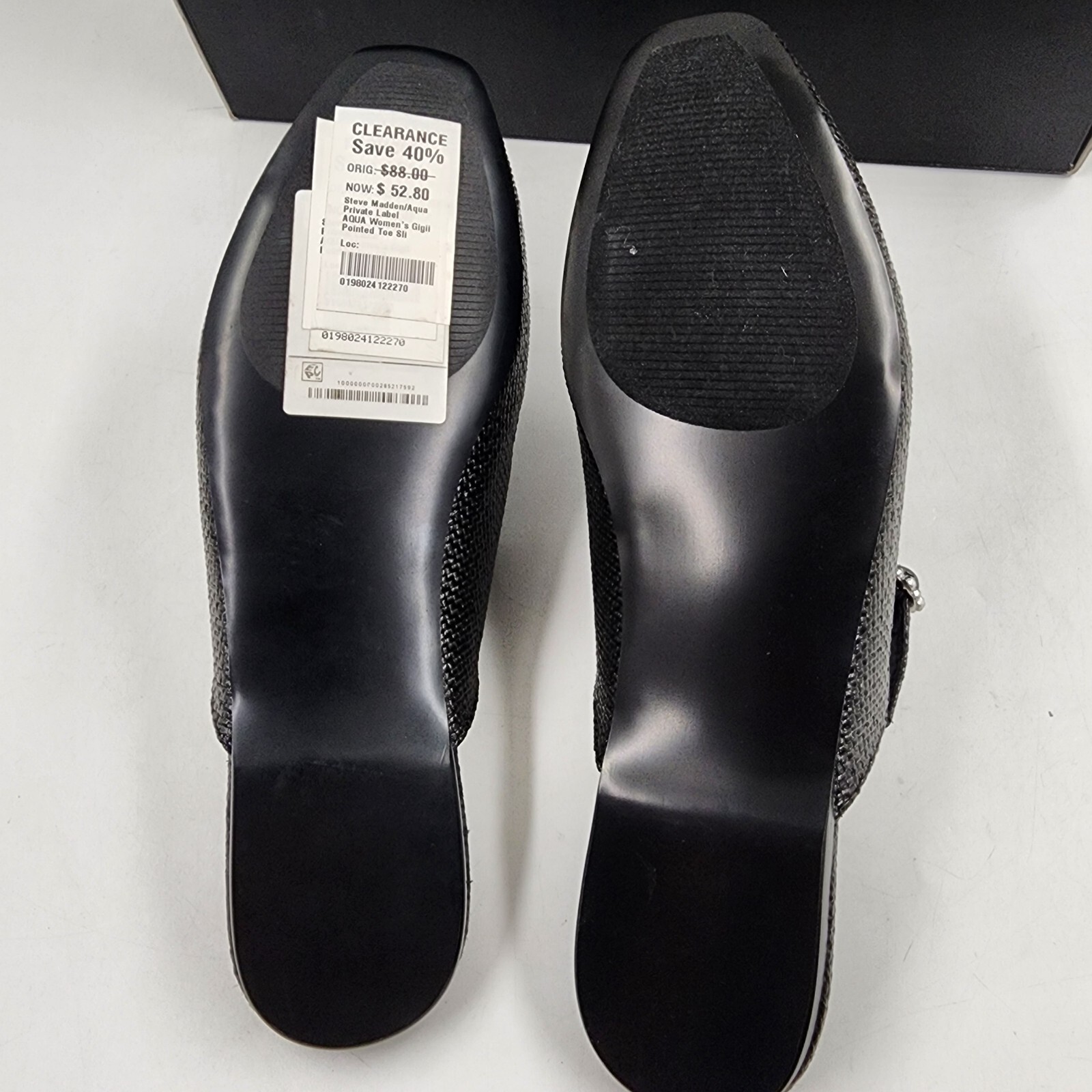 Aqua Gigii Pointed Square Toe Slip On Buckled Flats Women's 6M Black Solid - Picture 7 of 16