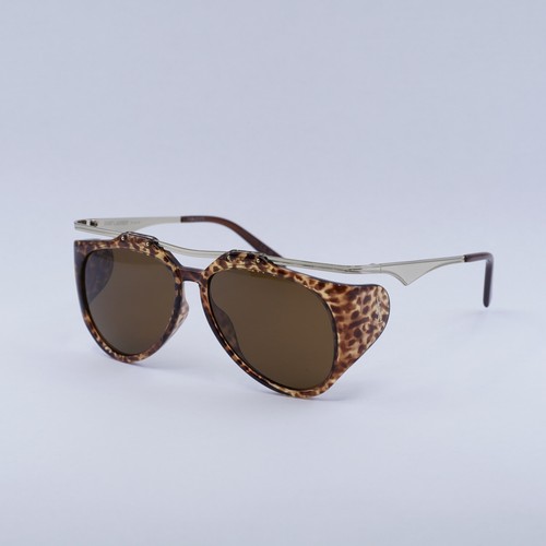 Pre-owned Saint Laurent Slm137 Amelia 002 Gold/leopard Havana/brown 55-14-135 Sungl...