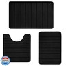 Bathroom Rugs Set Memory Foam Bath Rugs Non-Slip Bath Mat Set 3 Piece,Washable Bathroom Mats,Absorbent Shaggy Rugs Super Soft U-Shaped Toilet Rug,Bahroom Carpets for Bathroom,Tub,Shower（Black）