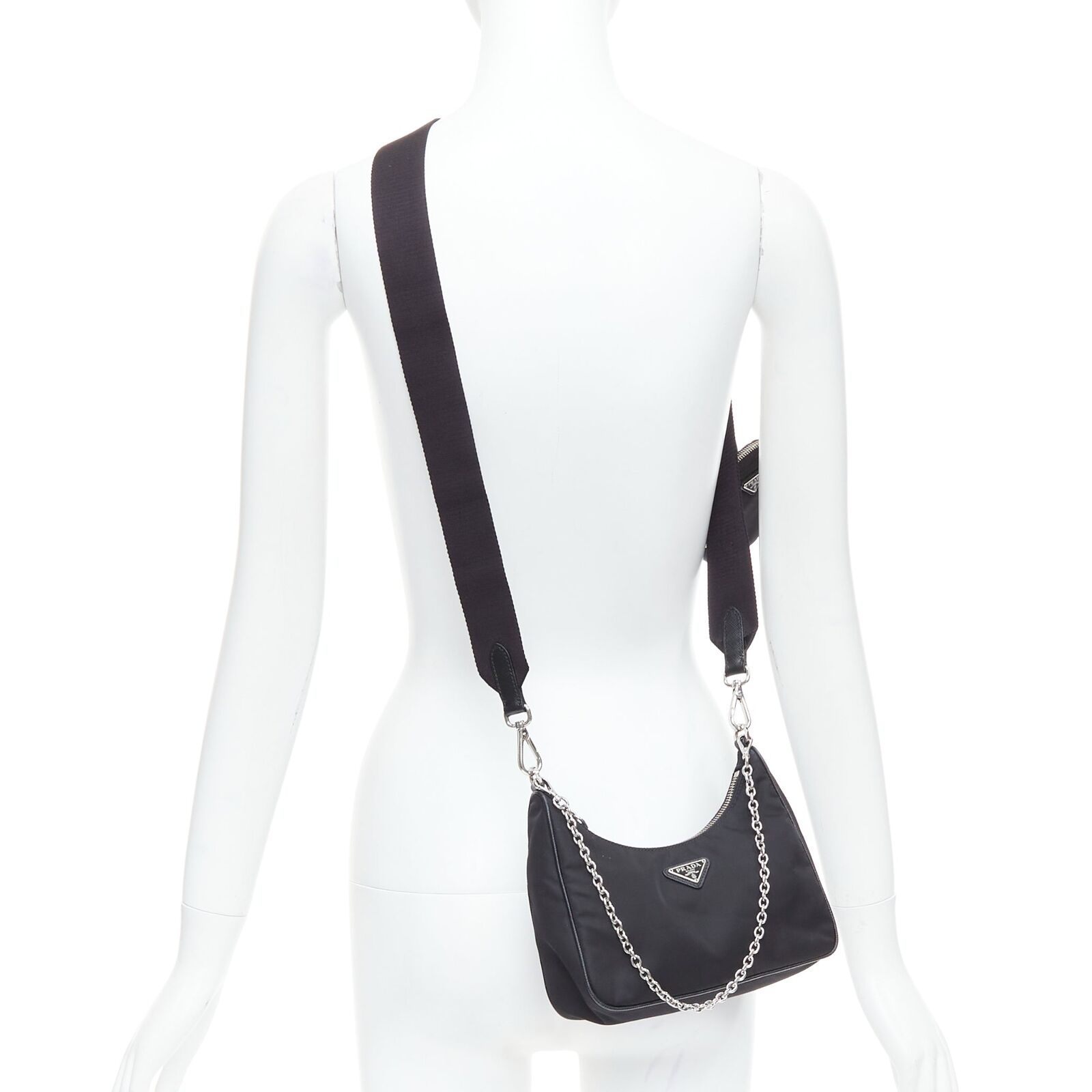 PRADA Re-Edition 30 Re-Nylon 3 in 1 black nylon logo PRADA Re-Edition 30 Re-Nylon 3 in 1 black nylon logo