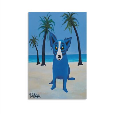 Blue Sea George Rodrigue Blue Canvas Poster Gift Art Print