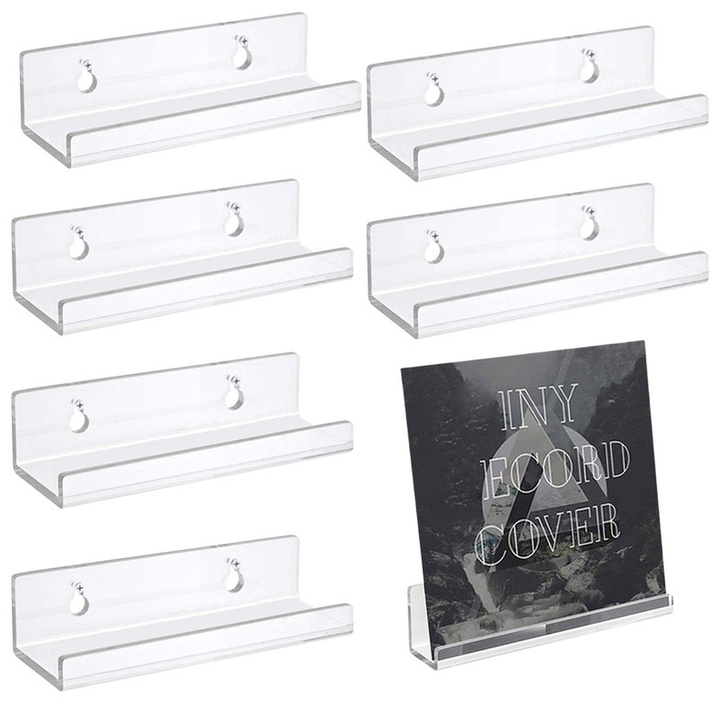 4 Inch Acrylic Record Shelf Vinyl Record Album Wall Mount Display Shelf 6PCS US